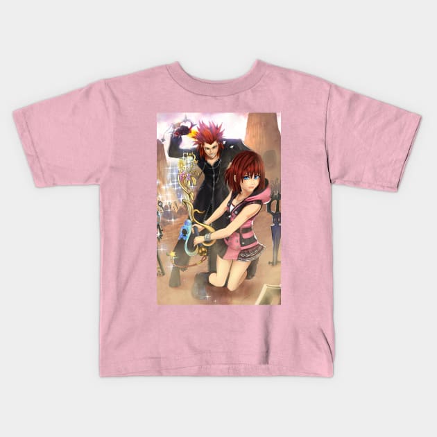 KH3 Kairi & Axel Kids T-Shirt by BlazeManga